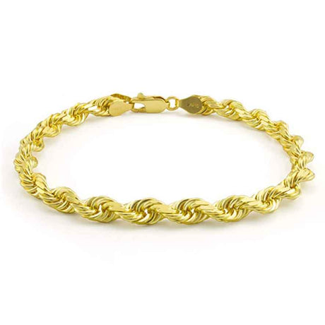 Mens 10k 14k Solid Gold Rope Bracelet Hollow - The Gold Gods close up view