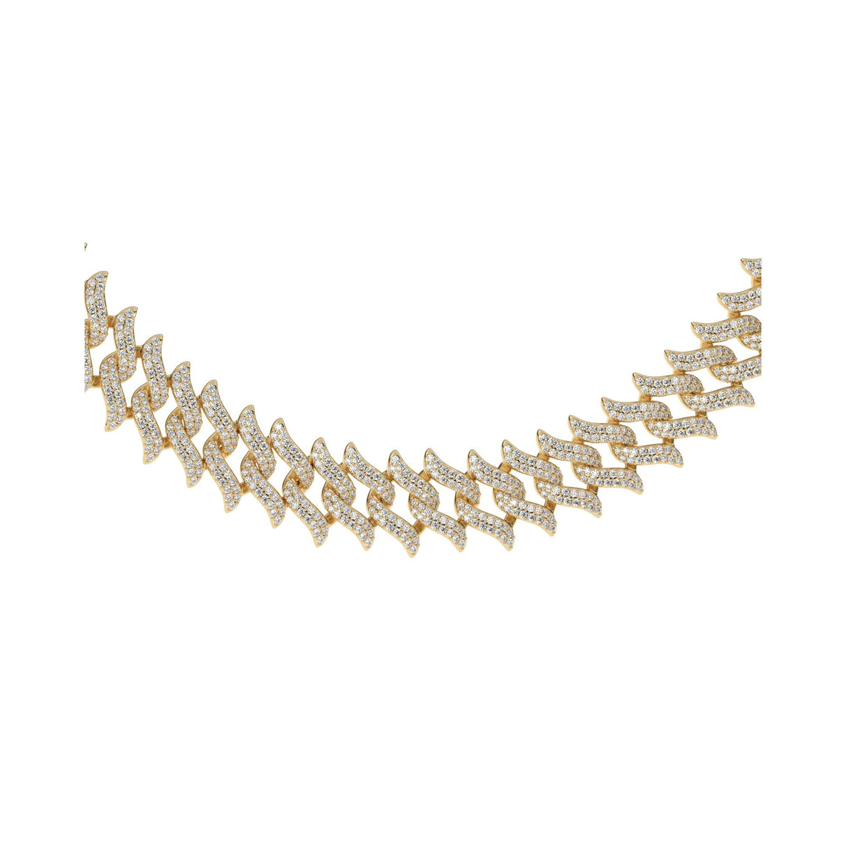 DIAMOND-SPIKED-LAUREL-CUBAN-LINK-CHAIN-18k-gold-plated-front-view-the-gold-gods-Womens-jewelry