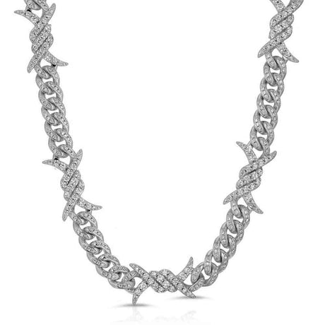 Men's Diamond Barbwire Cuban Chain White The Gold Gods 